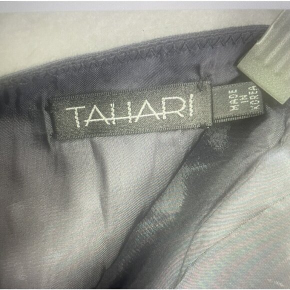 Tahari Straight Skirt Women Sz 4 Navy Blue Lined Seamless Mid Length Linen Blend - Picture 10 of 11